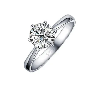 Anel de Prata 925 com Diamante Solitário