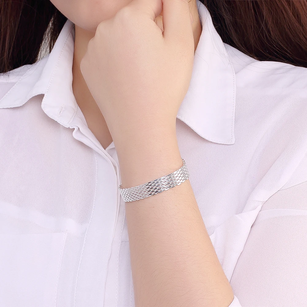 Conjunto de Colar e Pulseira de Prata Largo - Image 3