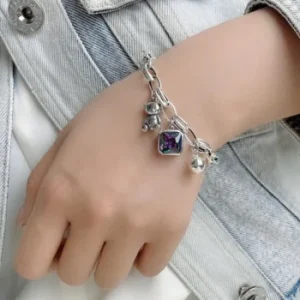 Pulseira de Prata Corrente com Berloque