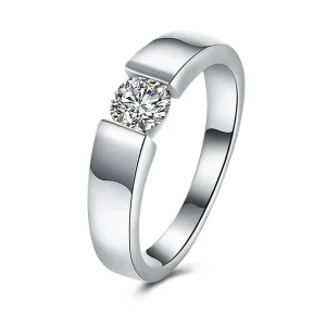 Anel Feminino de Prata 925 com Cristal Central