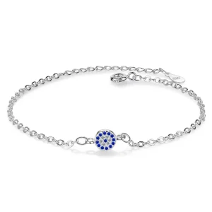 Pulseira de Prata Corrente com Olho Grego