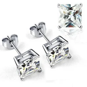 Brincos de Prata Stud com Cristal