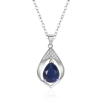 Colar de Prata com Pingente safira Azul