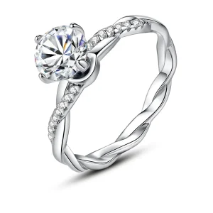 Anel de Casamento de Prata com Brilhante