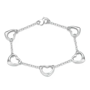 Pulseira de Prata Com Coração