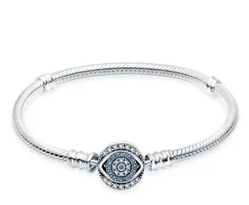 Pulseira de Prata Fecho Olho Grego Cravejado - Image 2
