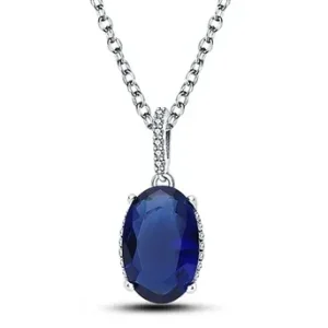 Colar de Prata Com Pingente Brilhante Azul