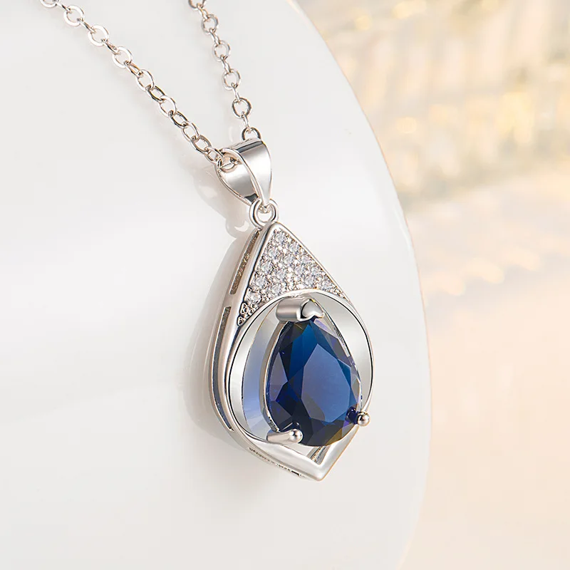 Colar de Prata com Pingente safira Azul - Image 3