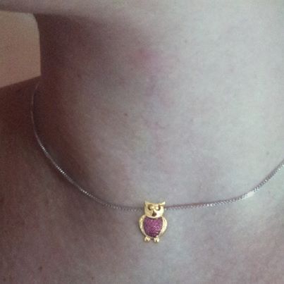Pingente de Coruja com Rubis Banhado a Ouro 18K - Image 4