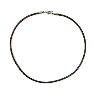 Cordão de couro e Fecho de Prata 40 cm